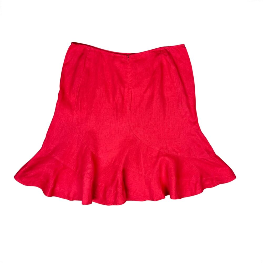 Old Navy Y2K 2003 Red Orange 100% Linen Flounce Skirt - Picture 3 of 6